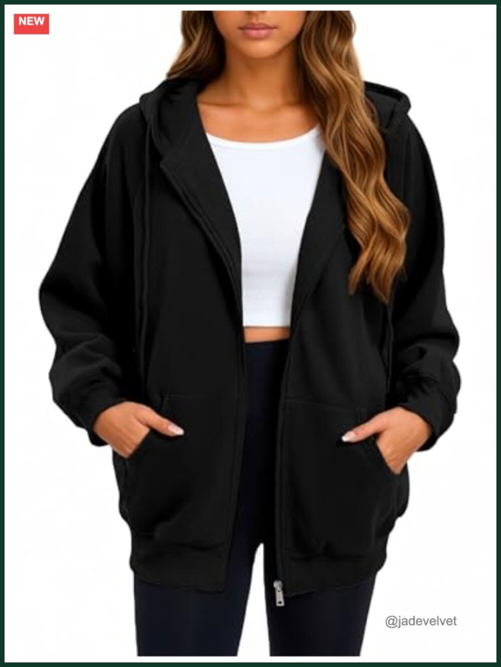 Oversized Zip Up Hoodie with Pockets Casual Sweatshirt